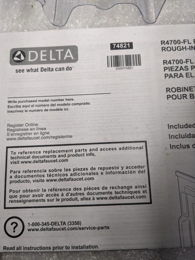 DELTA R4700-FL FLOOR MOUNTED TUB FILLED ROUGH IN VALVE NEW R27