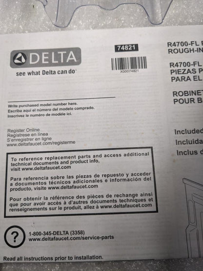 DELTA R4700-FL FLOOR MOUNTED TUB FILLED ROUGH IN VALVE NEW R27