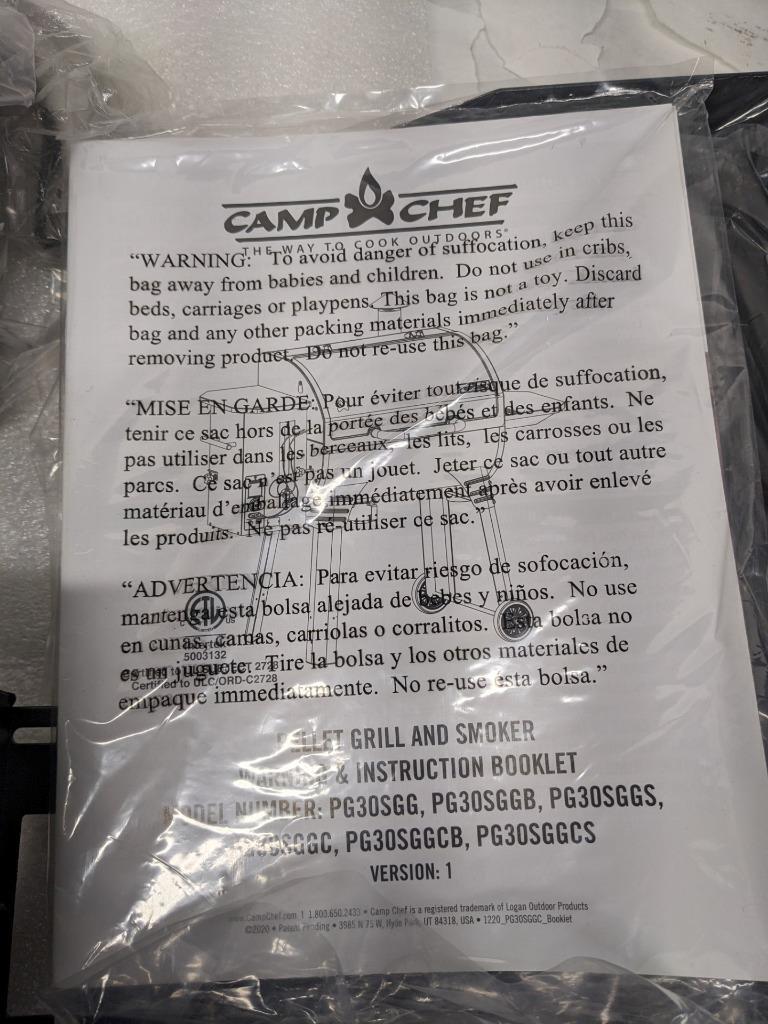 CAMP CHEF PG30SGGC WIFI HOPPER AND ACCESSORIES/PARTS WITHOUT SG 30 GRILL NEW B2