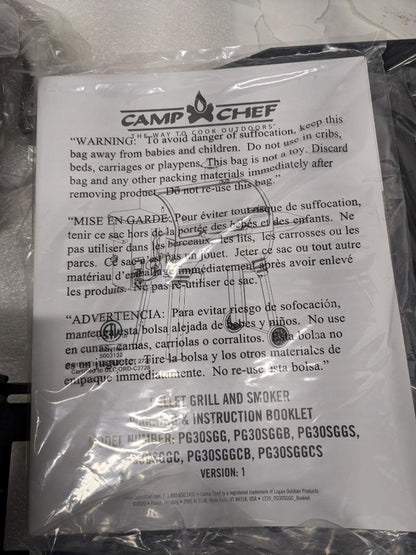 CAMP CHEF PG30SGGC WIFI HOPPER AND ACCESSORIES/PARTS WITHOUT SG 30 GRILL NEW B2