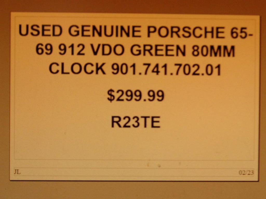 GENUINE PORSCHE 65-69 912 VDO GREEN 80MM CLOCK 90174170201 R23TE