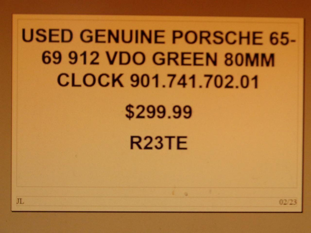GENUINE PORSCHE 65-69 912 VDO GREEN 80MM CLOCK 90174170201 R23TE