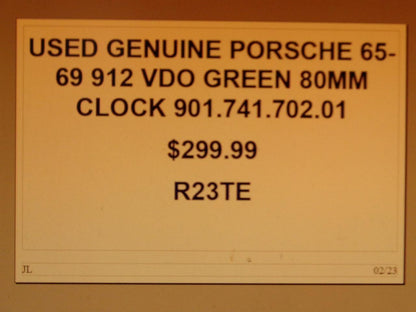 GENUINE PORSCHE 65-69 912 VDO GREEN 80MM CLOCK 90174170201 R23TE