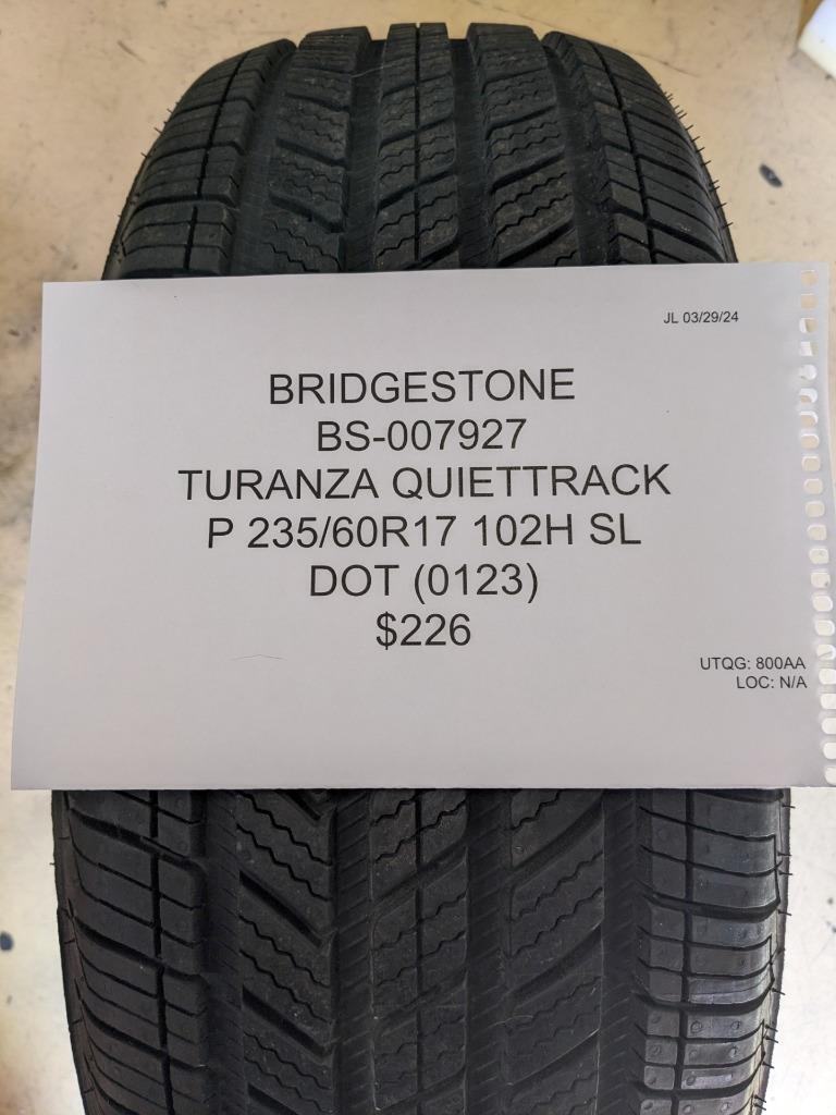BRIDGESTONE TURANZA QUIETTRACK P 235 60 17 102H SL TIRE 007927 CQ2