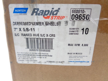 10ct NORTON 66261009650 RAPID STRIP 7x5/8-11" TYPE 27 SILICON CARBIDE DISC R7