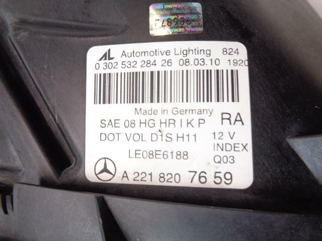 MERCEDES-BENZ S550 (W221) RIGHT HEADLIGHT ASSEMBLY USED GENUINE 221 820 7659 SR