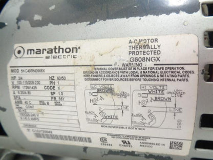 MARATHON MOTOR 5KC49RN0666X WITH GAST 0823-V2-G608NGX VACCUM PUMP 10 PSI NEW J1