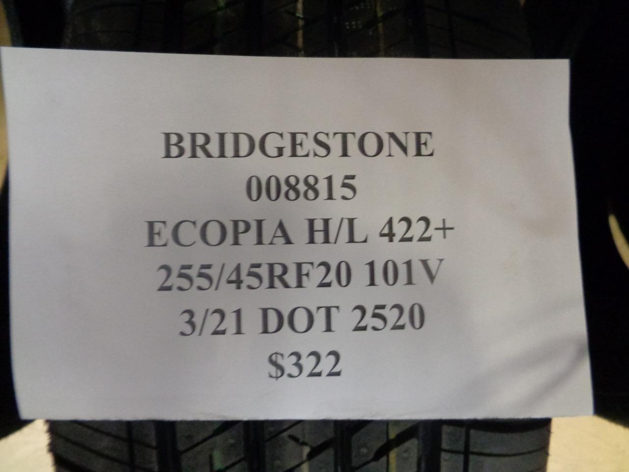 4 BRIDGESTONE ECOPIA H/L 422 PLUS RFT P 255 45 20 101V ALL SEASON TIRES 008815