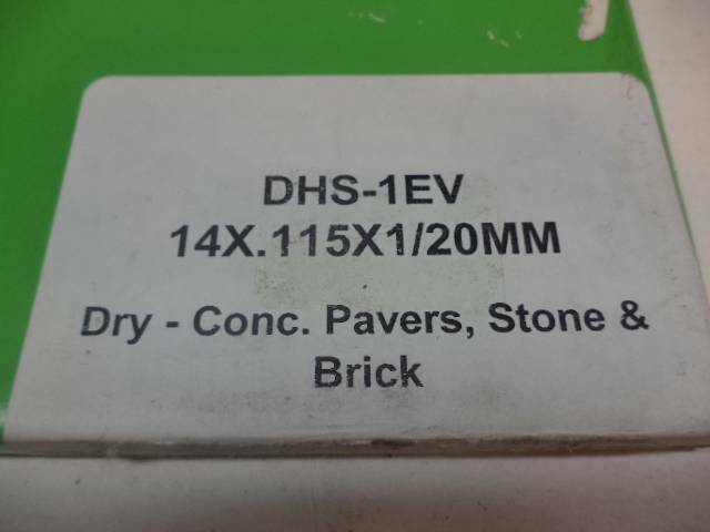 NEW WELCO 14" DIAMOND BLADE DRY CUTTING CONCRETE STONE AND BRICK DHS-1EV SP2T2