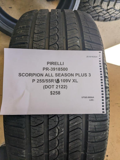 2 PIRELLI SCORPION ALL SEASON PLUS 3 P 255 55 18 109V XL TIRES 3918500 CQ2
