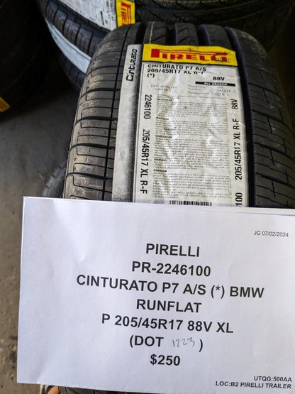 1 PIRELLI CINTURATO P7 A/S (*) BMW RUNFLAT P 205 45 17 88V XL TIRES 2246100 CQ3