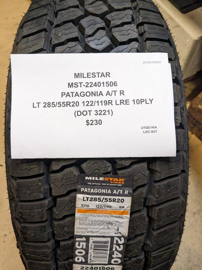 MILESTAR PATAGONIA A/T R LT 285 55 20 122/119R LRE 10PLY TIRE 22401506 CQ2