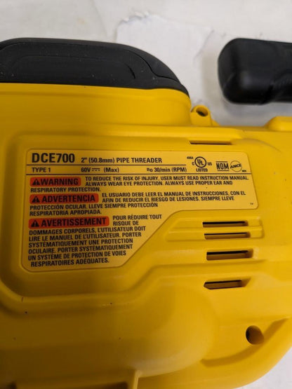 DEWALT CORDLESS 60V MAX PIPE THREADER DCE700 1/2-2' THREAD NEW J2