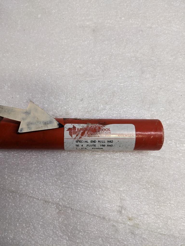 BRUBAKER TOOL 85468 END MILL M42 4-FLUTE T350G28-4 1" DIA. 0.150 RAD. NEW R22T5