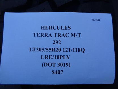 1 HERCULES TERRA TRAC M/T LT 305 55 20 121/118Q LRE TIRE 292 SU16