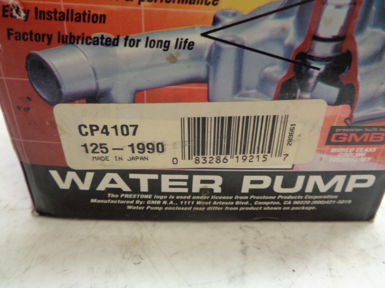 NEW PRESTONE GMB FORD/MERCURY WATER PUMP 125-1990 CP4107 R12 TB