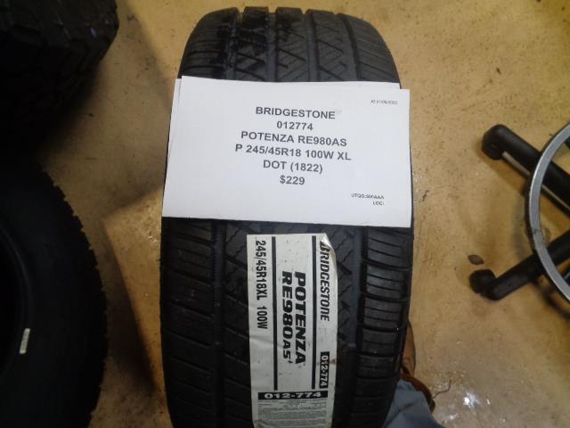BRIDGESTONE POTENZA RE980AS P 245 45 18 100W XL ALL SEASON TIRE 012774 CQ2