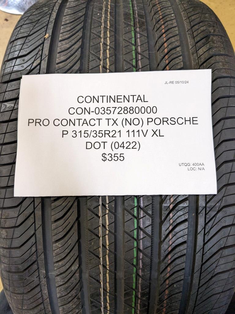 CONTINENTAL PRO CONTACT TX (NO) PORSCHE P 315 35 21 111V XL TIRE 03572880000 CQ2