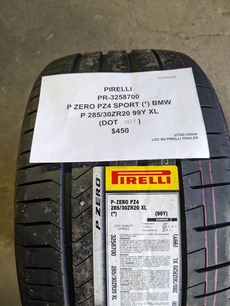 2 PIRELLI P ZERO PZ4 SPORT (*) BMW P 285 30 20 99Y XL TIRES 3258700 CQ3