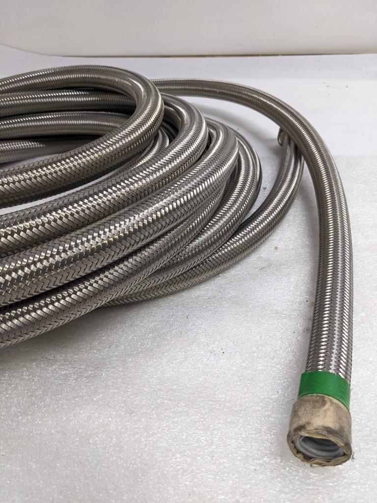 STEEL-BRAIDED 41.25' HOSE 1-1/16" OD 13/16" ID W/ CORRUGATED TEFLON NEW R3T3