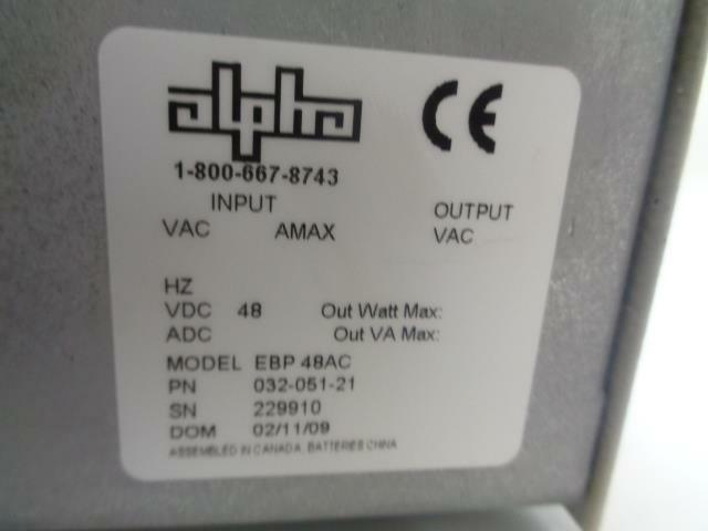 NEW ALPHA TECHNOLOGIES CFR SERIES ABP48AC w/33Ahr 032-051-21 POWER SUPPLY BSR