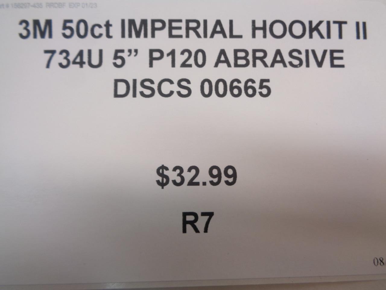 3M 50ct IMPERIAL HOOKIT II 734U 5" P120 ABRASIVE DISCS 00665 R7