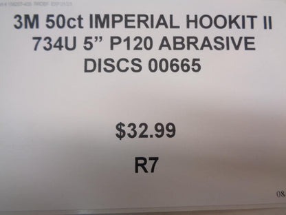 3M 50ct IMPERIAL HOOKIT II 734U 5" P120 ABRASIVE DISCS 00665 R7