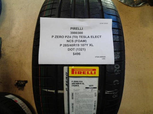 1 PIRELLI P ZERO PZ4 (T0) TESLA ELECT NCS P 285 40 19 107Y XL 3980300 TIRE BQ2