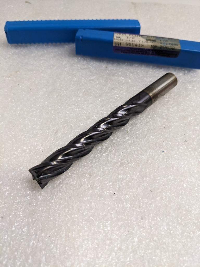 NIAGARA CUTTERS 09832 4-FLUTE1/2" DIA. 5" OAL HSS-CC-TIALN END MILL NEW R22T5