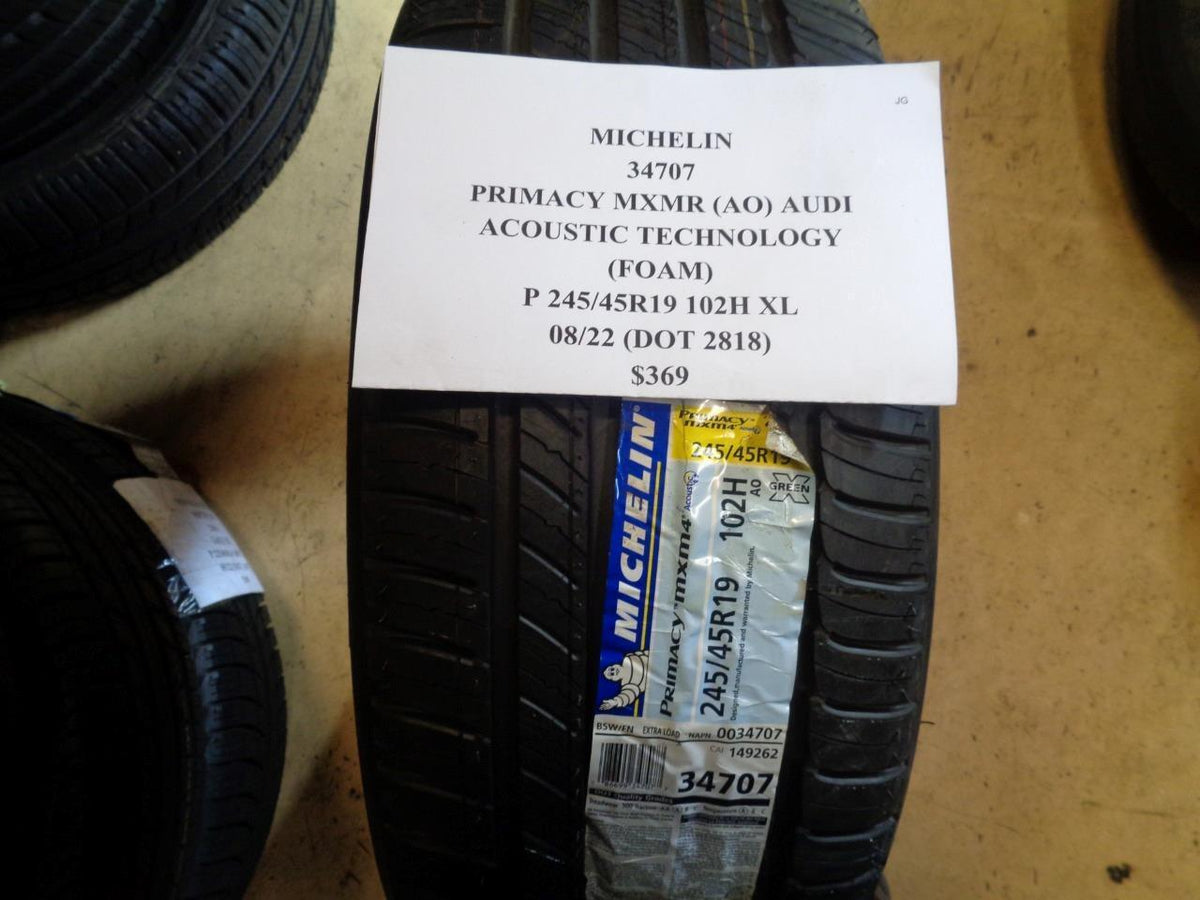 1 TIRE MICHELIN PRIMACY MXMR (AO) ACOUSTIC TECH FOAM 245 45 19 102H XL 34707