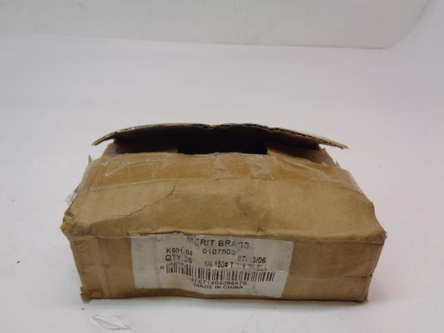 MERIT BRASS 25 PACK 1/4" GRADE 316 STAINLESS STEEL PIPE 90DEG ELBOW K601-04 R15