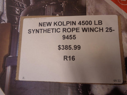 1 NEW KOLPIN 4500LB SYNTHETIC ROPE WINCH 25-9455 R16
