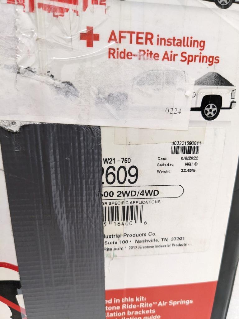 FIRESTONE 2609 RIDE-RITE REAR AIR SPRING KIT FOR 19-20 GMC SIERRA 1500 USED R34