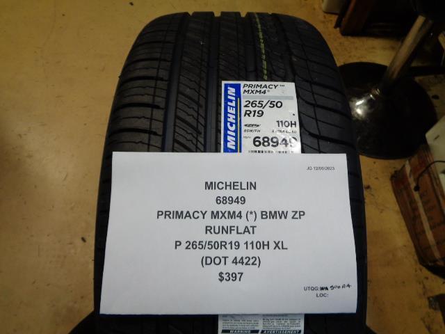 2 MICHELIN PRIMACY MXM4 (*) BMW ZP RUNFLAT P 265 50 19 110H XL TIRES 68949 BQ4