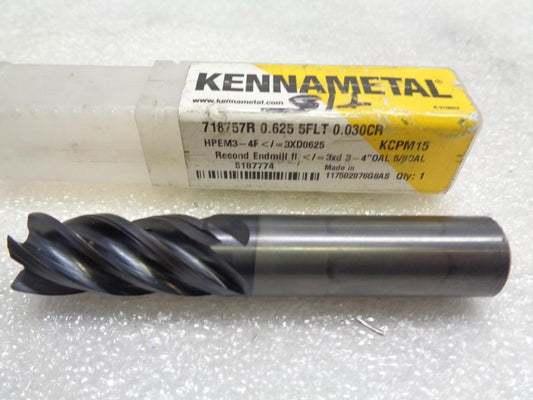 KENNAMETAL KCPM15 3/8" 1" LOC 3/8" SHANK DIA. 6 FL SOLID CARBIDE ENDMILL R22T6BD