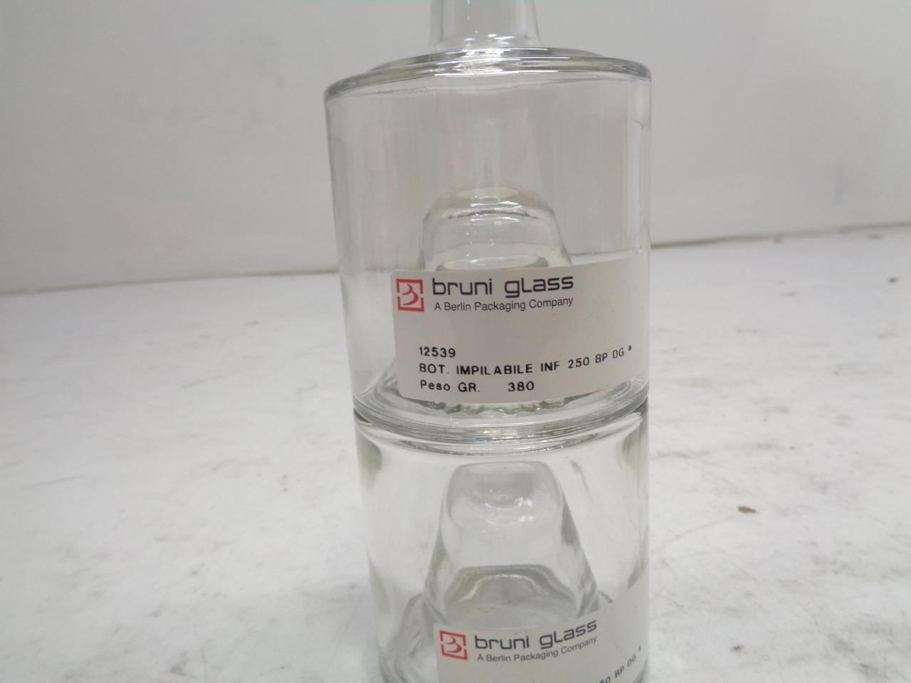 SET OF 2 BRUNI GLASS 250ML CYLINDRICAL DECANTER 12539 BOT. IMPLIABILE INF 250 SR