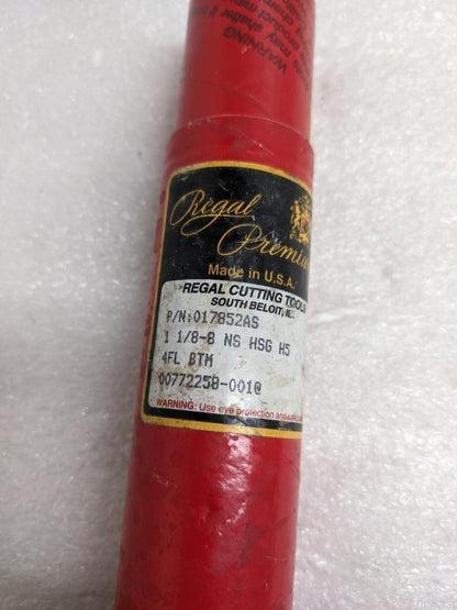 REGAL CUTTING TOOLS 017852AS LARGE TAP 1-1/8"-8 NS HSS H5 4FL BTM NEW R22T5