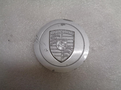 Porsche Metal Center Cap Silver Engraved Face Set of 3 76mm USED GENUINE R23