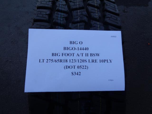BIGO BIG FOOT A/T II LT 275 65 18 123/120S LRE 10PLY ALL TERRAIN TIRE BIGO-14440