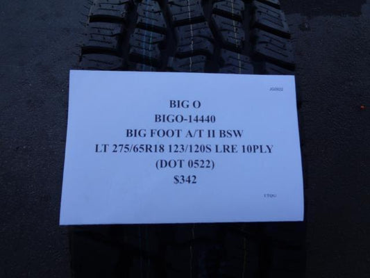 BIGO BIG FOOT A/T II LT 275 65 18 123/120S LRE 10PLY ALL TERRAIN TIRE BIGO-14440