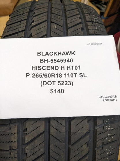 BLACKHAWK HISCEND-H HT01 P 265 60 18 110T SL ALL SEASON TIRE 5545940 CQ3