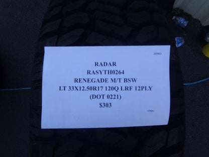 RADAR RENEGADE R/T BSW LT 33 12.5 17 121Q LRE 10PLY TIRE RASYTH0264 SU2