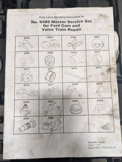 FORD MASTER CAM TOOL SET 6489 NEW R35