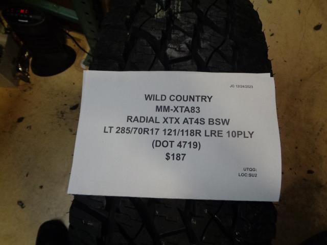 WILD COUNTRY RADIAL XTX AT4S BSW LT 285 70 17 121/118R LRE 10PLY TIRE MM-XTA83