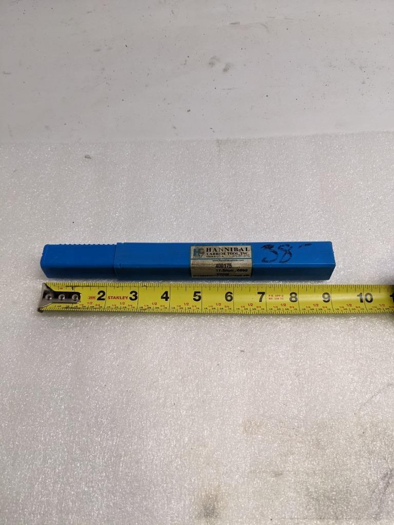 HANNIBAL CARBIDE TOOL 400175 REAMER 17.5MM W/ STRAIGHT SHANK/FLUTES NEW R22T5