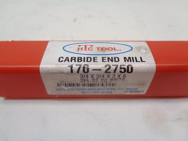 HTC TOOL CARBIDE END MILL 2FL SE SQ BRITE 176-2750 R29
