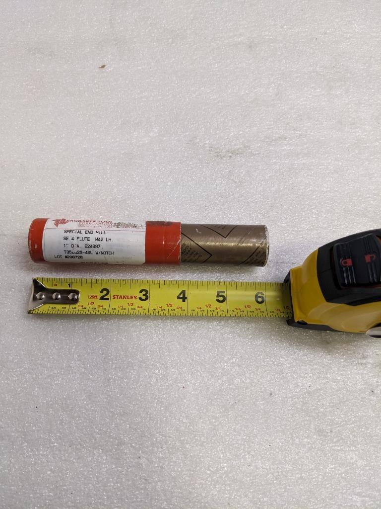 BRUBAKER TOOL 85367 LH END MILL M42 4-FLUTE T350G25-46L 1" DIA. W/N NEW R22T5