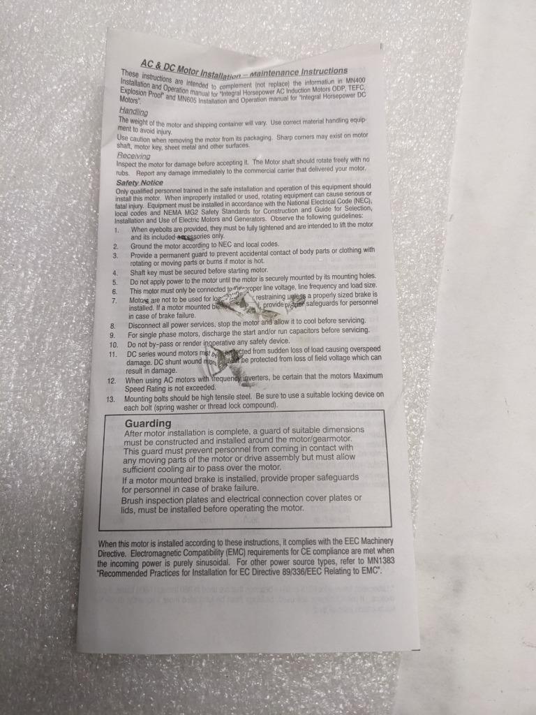 BALDOR ELECTRIC VM3158T MOTOR 3HP 3450RPM 208-230/460VAC 3PH 60HZ NEW R8