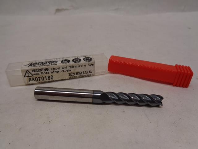 1 NEW ACCUPRO 88070180 9/32X5/16X1-1/4X3 Solid Carbide Square End Mill R22BG