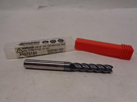 1 NEW ACCUPRO 88070180 9/32X5/16X1-1/4X3 Solid Carbide Square End Mill R22BG